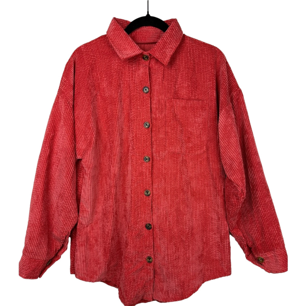 HALARA Women’s size small burnt orange corduroy shacket shirt jacket NWT - Picture 2 of 7